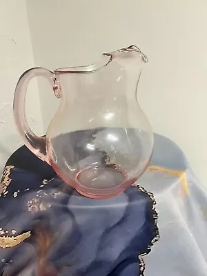 Vintage Pink Cherry Depression Glass Pitcher 1 Quart 8  Tall • $32