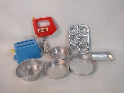 Mirro And Chilton Vintage Kitchen Toys Lot Aluminum And Plastic With Mixer Pans • $29.99