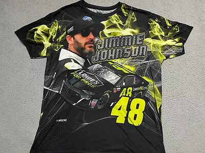 Nascar Jimmie Johnson 48 Lowes T Shirt Mens 2XL Black All Over Print • $24.16