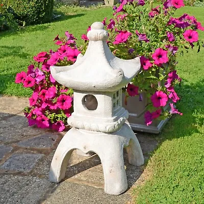  LARGE PAGODA LANTERN  GARDEN ORNAMENT In WEATHERED LIGHT STONE EFFECT YST-211 • £79.95