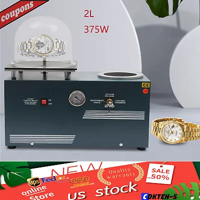 $619 • Buy 2L 5CFM Jewelry Lost Wax Cast Vacuum Investment Casting Machine Table Top 375W 