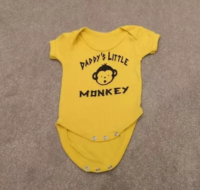Baby Boys Girls Unisex Bodysuit Vest 0-3 Daddy's Little Monkey 🐒 Excellent  • £0.99