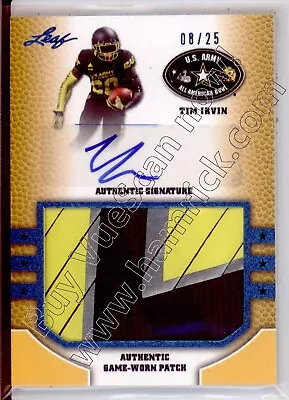 Tim Irvin Rc Draft Auto Jersey Patch Army Bowl Auburn Ecu Pirates College/hs /25 • $12.29