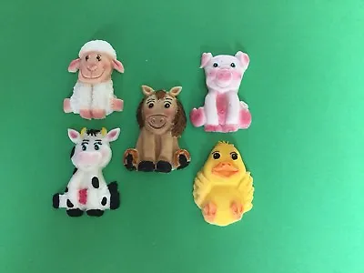 EDIBLE SUGARPASTE FARMYARD ANIMALS Cupcake Toppers X 5 • £6.50