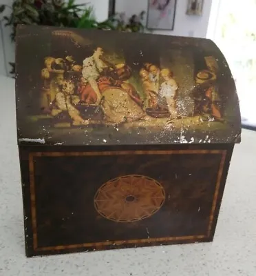£12.75 • Buy Vintage William Crawford Georgian Style Figural Stationary Box Biscuit Tin 1932