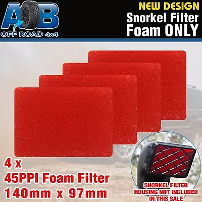 4 X 3  AOB Snorkel Pre Filter Cleaner Air Filter Coarse Foam 45PPI RED 140x97mm • $12