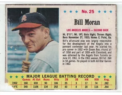 1963 Jell-O #25 Bill Moran Los Angeles Angels Missing Corner • $3.99