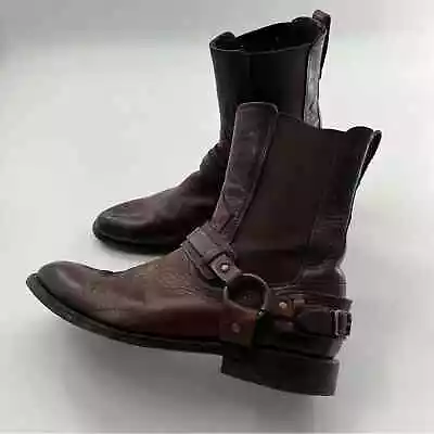 Frye Men’s Brown Leather Ankle Boots Buckle Ankle Height Heel • $65