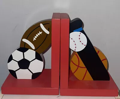 Tatutina Robot Wooden Bookends Sports - Football Basketball Soccer Baseball • $24.70