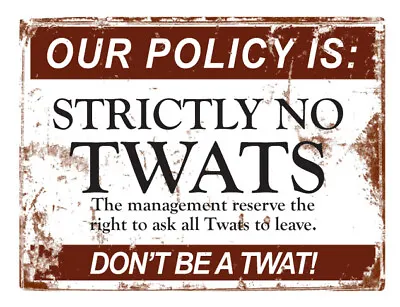 £4.99 • Buy No Twats Man Cave Vintage Metal Sign - Garage Retro Plaque Bar Gift Shed BBQ