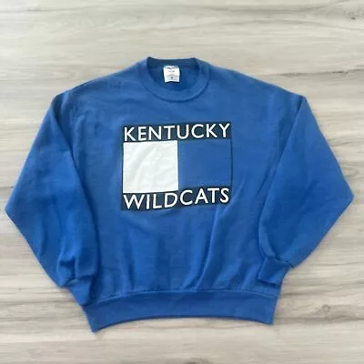 Vintage Kentucky Wildcats Crewneck Sweatshirt Mens Large Blue Basketball 90s EUC • $18.88