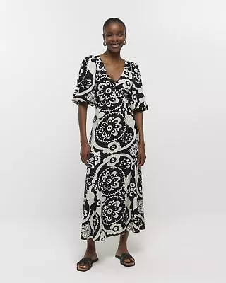 River Island Womens Cream Linen Smock-dress Dress Size 12 • £29.50