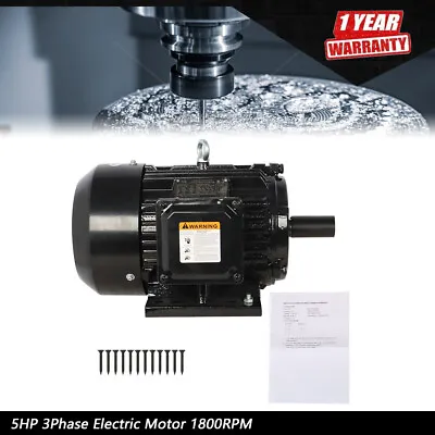 5 HP 1800RPM Electric Motor 3 Phase 184T Frame TEFC 230/460 Volt Severe Duty • $426.56