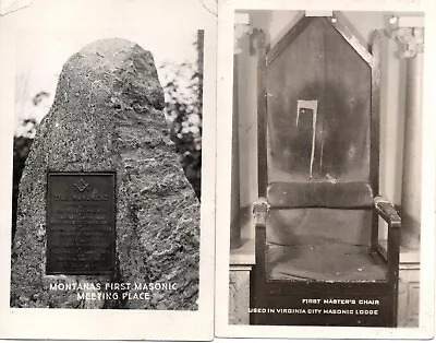 Real Photo Postcard RPPC (2) First Masonic Master's Chair Virginia City Montana • $5.99