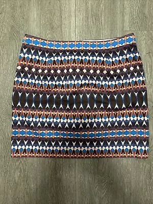 J.Crew Womens Multicolor Lined Geometric Skirt Purple Blue Pink Brown Size 10 • $12