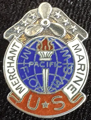 WW2 STERLING Silver US Merchant Marine Pacific MFO W&W Service Lapel Pin Badge • $29.99