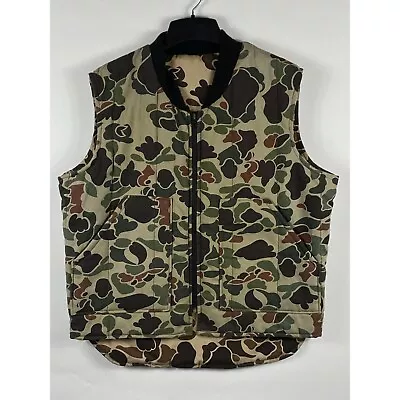 VTG Walls USA Dual Duck Green & Brown Camo Reversible Hunting Vest L Reg Men's D • $56.05