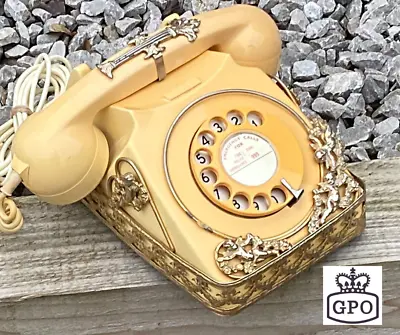 Vintage Phone GPO 746 Rotary Dial Telephone Cream/Gold Built 1973 Fully Working • £65