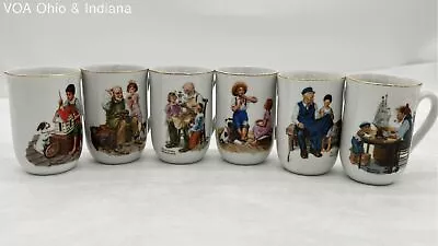 6 Vintage Japan NORMAN ROCKWELL 10 Oz Porcelain MUGS • $4.99