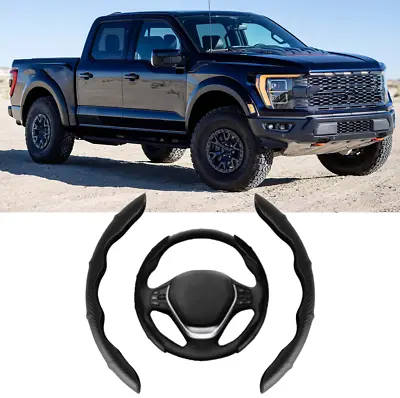 15'' Carbon Fiber Car Steering Wheel Cover PU Leather Black For Ford F-150 Truck • $15.19
