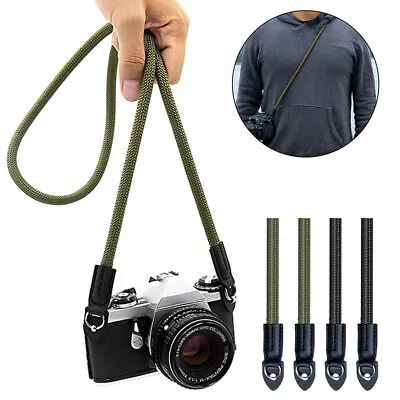 Hand Made Braided Camera Single Shoulder Neck Strap Rope&Leather For Leica Sony • £6.49