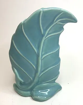 Vintage Haeger Pottery Leaf Vase With 75th Anniversary Blue Teal • $23.99