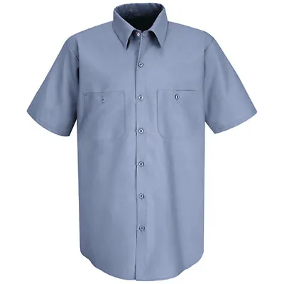 Red Kap Work Shirt Solid Color 2 Pocket Men's Industrial Uniform Short Sleeve • $14.06