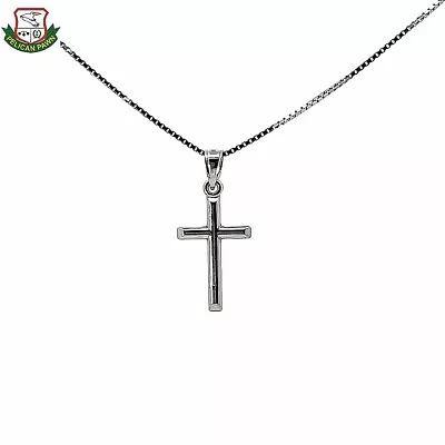 18  10k White Gold Box Chain W/ Cross Pendant 1.5 Dwt (ye-jls) (ppj039218) • $129.95