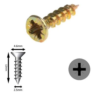 £1.29 • Buy Wood Screws M2.5x12mm Self Countersinking Head Flush Smooth Finish