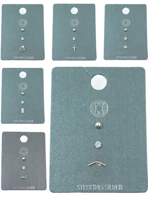 Stack OF Earrings Womens Jewellery 3 Pack Sterling Silver Fashion Studs New • £3.95