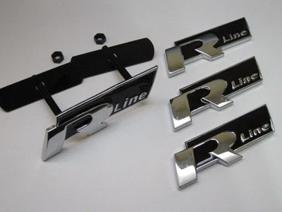 $19.79 • Buy Pinally Black 4x R Line Metal Grill Emblem 3D Lettering For VW Golf GTI Scirocco