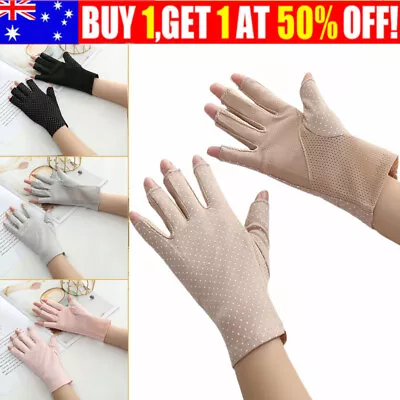 Women Fingerless Gloves Sun Protection Half Finger Sunscreen Anti-UV Mittens New • $11.99