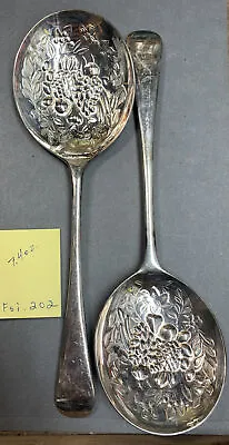 Pair Vintage K & M Silver Plate England EPNS A Large Fruit Serving Spoon Fsi.202 • $19.50