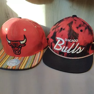 Lot Of 2 Mitchell Ness Chicago Bulls Striped Brim Snapback Hat & More • $25