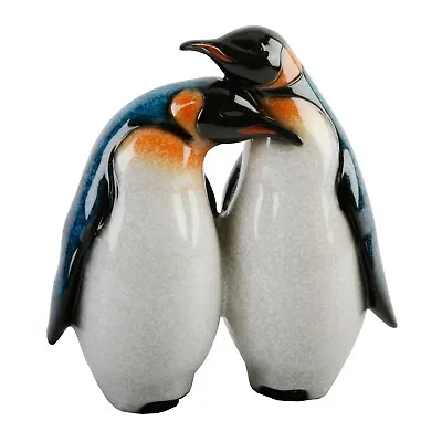 Natural World PENGUIN Pair Couple Figurine Polished Stone Effect Ornament Gift • £17.97