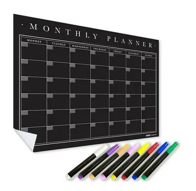 £14.95 • Buy Wall Planner Blackboard, Sticky Monthly Calendar With Liquid Chalk Marker Pens