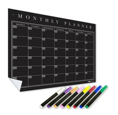£14.95 • Buy Wall Planner Blackboard, Sticky Monthly Calendar With Liquid Chalk Marker Pens