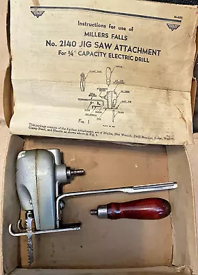 Vintage Millers Falls Co. Dyno-mite Jigsaw Attachment In Box W/ Manual • $1