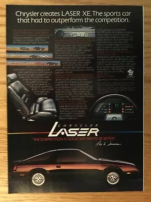 CHRY111 Advertisement 1984 Chrysler Laser XE TURBO • $14.99