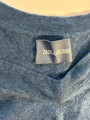 Zadig & Voltaire Blue Fine 100% Cashmere Raw Edges Jumper.  S • £17