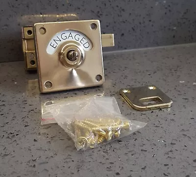 Vintage Brass Vacant Engaged Toilet Bathroom Door Lock Indicator Sliding Bolt • $154.08