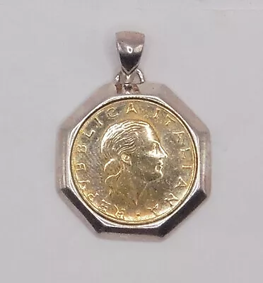 Vintage Milor Sterling Silver 200 Lire 1981 Coin Italian Pendant Made In Italy • $80