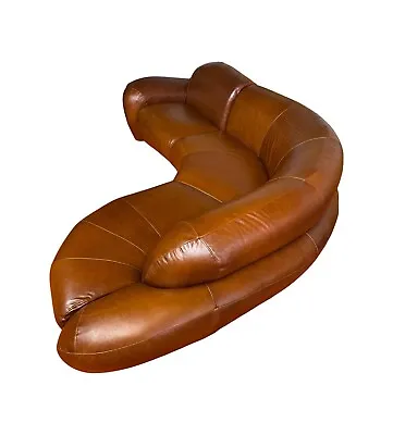 Professionally Reupholstered Full-Grain Leather Vintage Vladimir Kagan Sectional • $14500