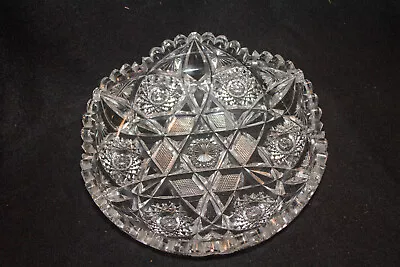 Antique Hawkes Signed American Brilliant Period Cut Glass 8  Crystal Bowl • $160