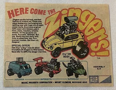 1970 MPC ZINGERS Cartoon Ad ~ VW Body Supervan Supervette Superdune • $7.99