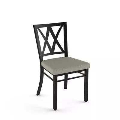 Amisco Washington Dining Chair - Beige & Grey Boucle Fabric / Black Metal • $279.99