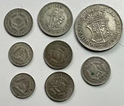 South Africa .500 Silver Job Lot Bulk Coins 2 1/2 Shilling 1896 6 + 3 Pence 1953 • £12.99