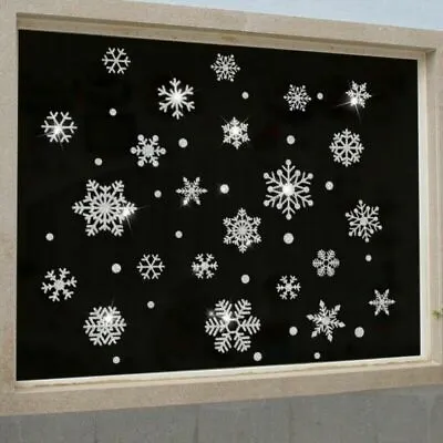£4.39 • Buy 100pcs Reusable Christmas Window Snowflakes Stickers Clings Decal Decorations UK