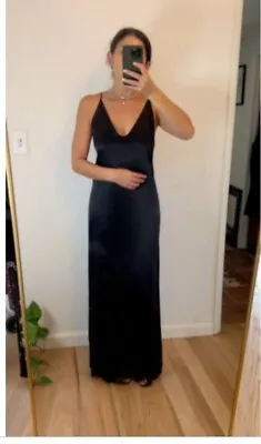 $189 • Buy STAUD Silk Maxi Dress, US 4, Small, Black