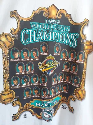 Vintage Florida Marlins 1997 World Series Champions Roster T-Shirt Starter L • $49.99